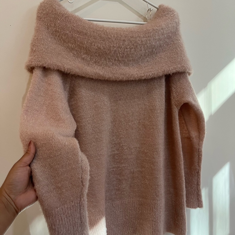 Jennifer Lopez Blush Off-Shoulder Sweater